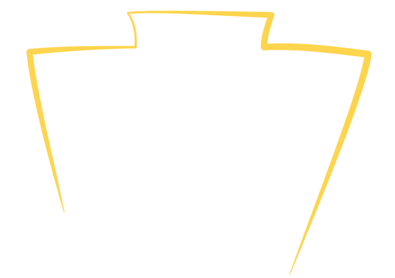 Outline of Pennsylvania Keystone State highlighting Eugene DePasquale's campaign for Attorney General 2024.